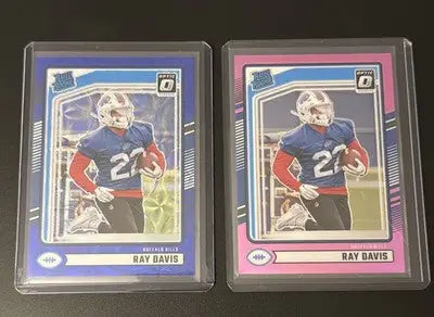Ray Davis 2 Card Optic Preview RC Lot 2024 Donruss Blue Wave Prizm + Pink Prizm - Trading Cards (Singles): Football