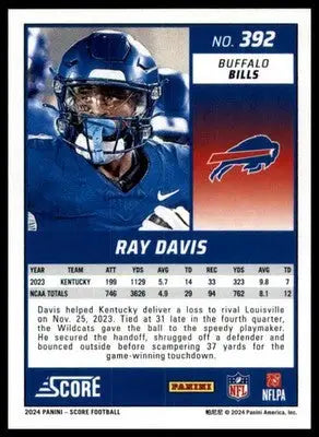 Ray Davis Rookie 2024 Score #392 Buffalo Bills - Football Card Single