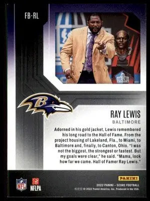 Ray Lewis 2022 Score First Ballot #FB-RL Baltimore Ravens