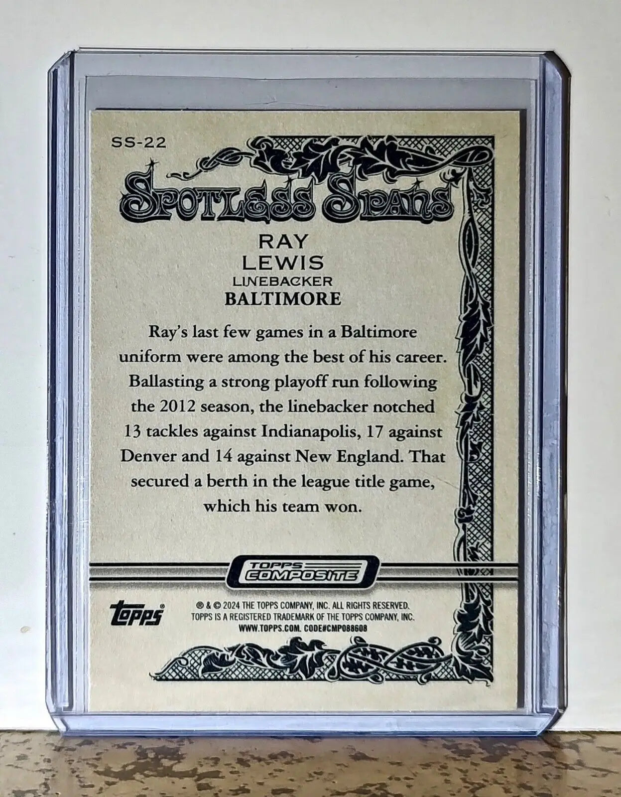 Ray Lewis 2023 Topps Allen & Ginter Spotless Spans NFL #SS-22 Card Ravens - Football Card Single