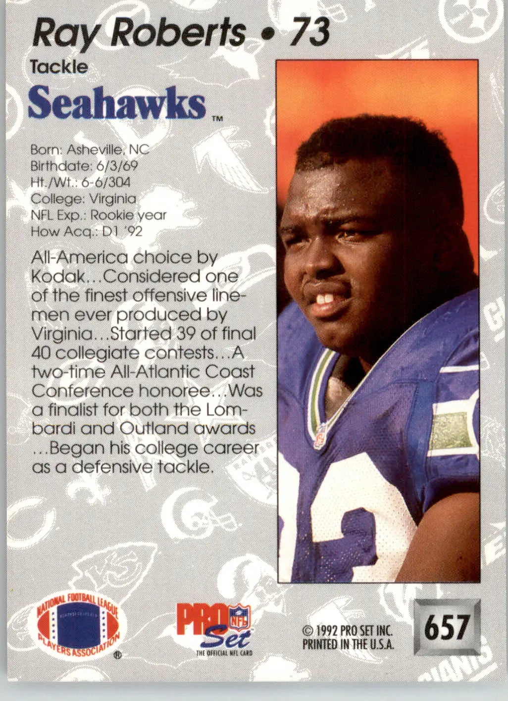 Ray Roberts - 1992 Pro Set - #657 - RC Football - Football Card Single