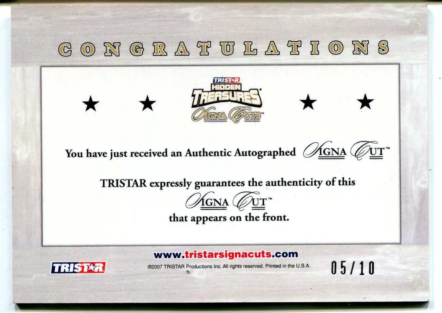 Rayfield Wright 2007 Tri-Star Signa Cuts HOF AUTO CUT #5/10 Dallas Cowboys D:’22 - Football Card Single