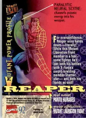 Reaper - 1994 Ultra X-Men - #92 - Non_sport - Non-Sports Card Single