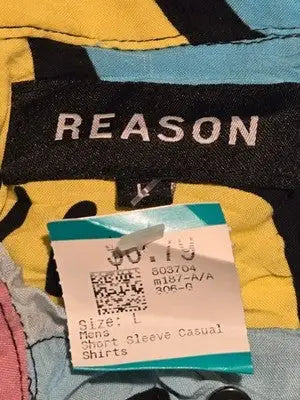 Reason Shirt Mens L Short Sleeve Casual Graphic Abstract Colorblock Pastel Multi - Apparel