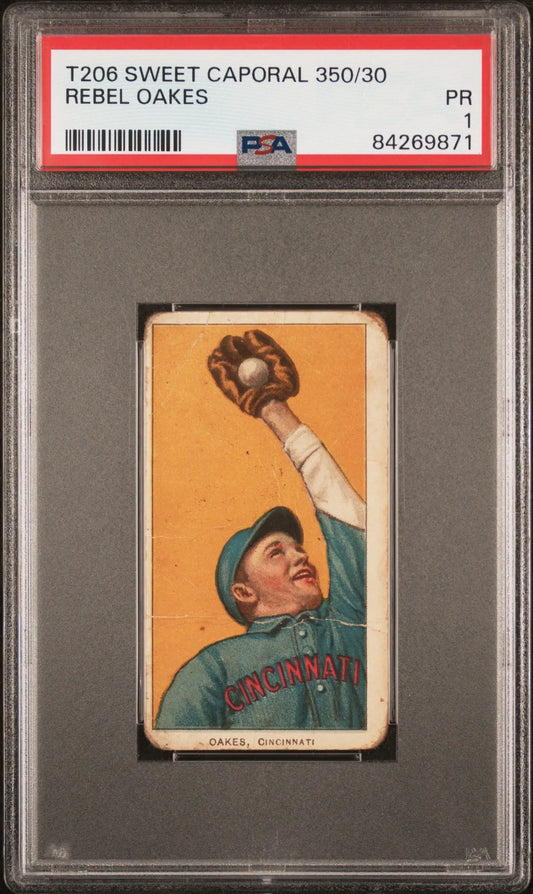 Rebel Oakes 1909-11 T206 Sweet Caporal 350/30 PSA 1 Poor - Baseball Card Single
