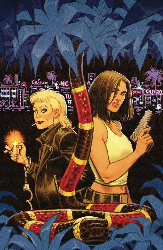 Comic book art of action characters in a cityscape for Red Before Black #1 trading cards