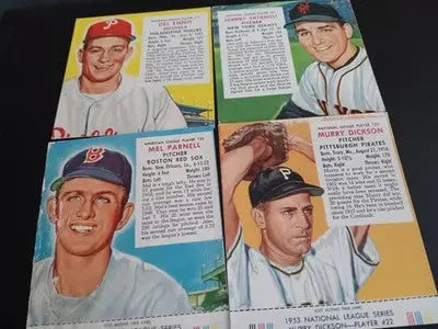 Red Man - Four card lot. ’53 ’54. Ennis Parnell Dickson Antonelli. VG - VG+