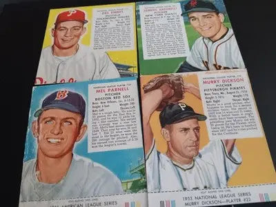 Red Man - Four card lot. ’53 ’54. Ennis Parnell Dickson Antonelli. VG - VG+