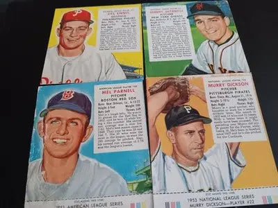 Red Man - Four card lot. ’53 ’54. Ennis Parnell Dickson Antonelli. VG - VG+