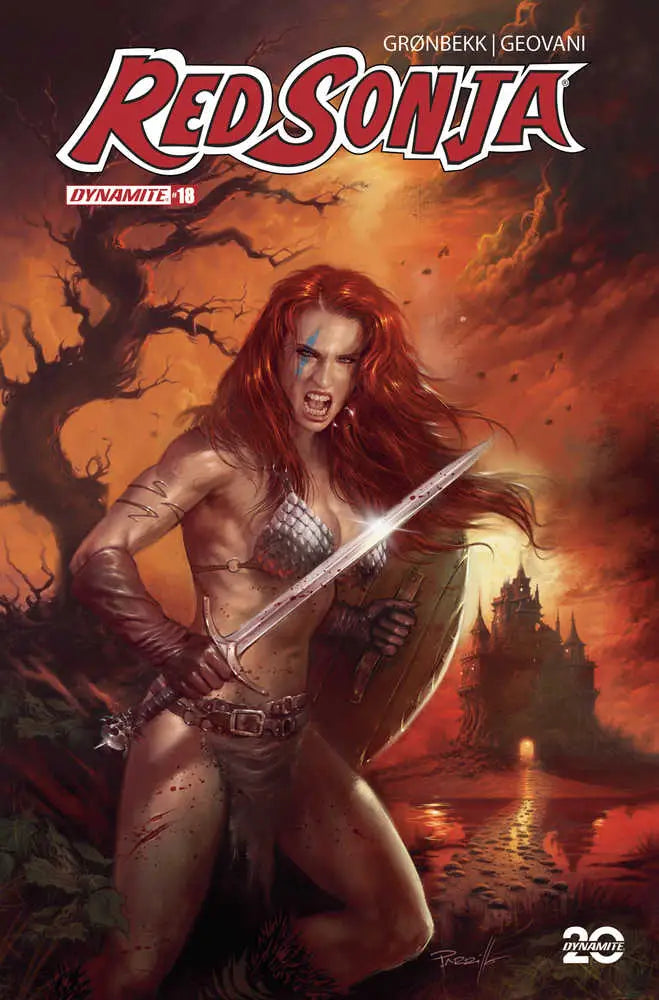 Red Sonja comic book featuring final battle scene from Red Sonja 2023 #18 Cover A Parrillo
