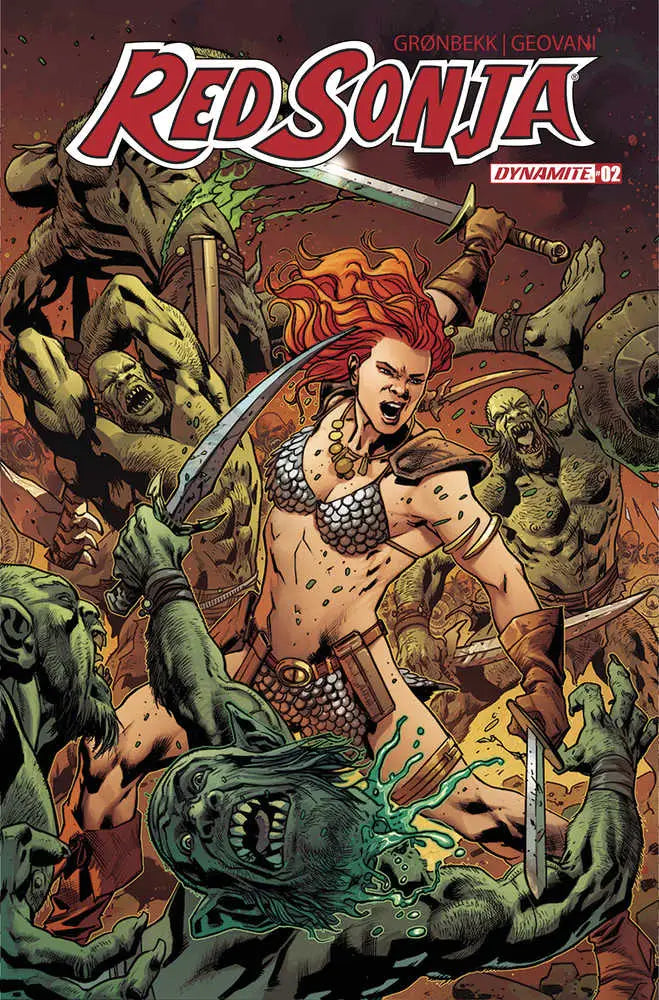 Red Sonja 2023 #2 Cover D Hitch comic showing warrior battling green monsters