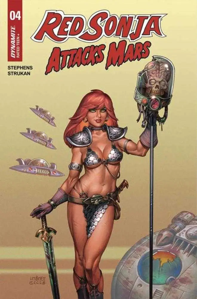 Red Sonja Attacks Mars #4 (Of 4) Cover A Joseph Micheal Linsner Polybagged Trading Card - Back Issues