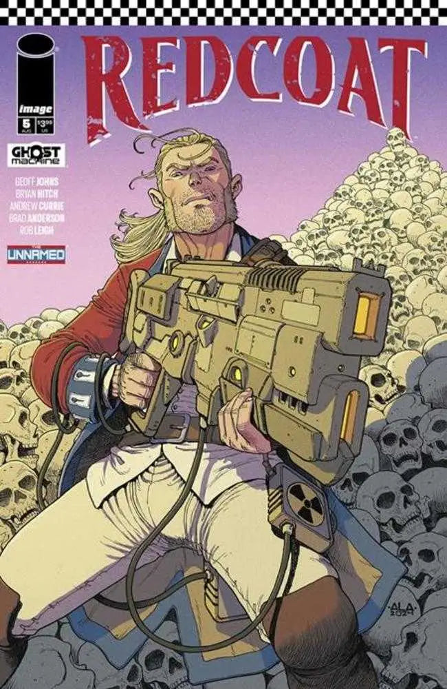 Comic book cover of Redcoat #5 with a character in a red coat and futuristic weapon