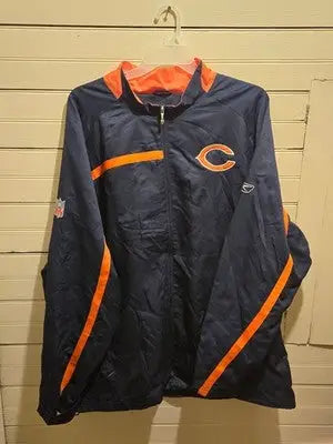 Reebok Jacket Mens 3XL Chicago Bears Navy Orange Team Apparel Windbreaker Zip - Apparel