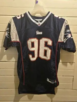 Reebok NFL Equipment Patriots Jersey Mens XL 96 Thomas Authentic Navy Game - Apparel