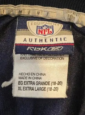 Reebok NFL Equipment Patriots Jersey Mens XL 96 Thomas Authentic Navy Game - Apparel
