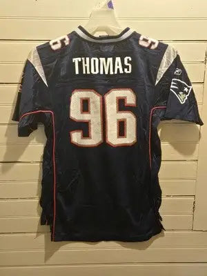 Reebok NFL Equipment Patriots Jersey Mens XL 96 Thomas Authentic Navy Game - Apparel