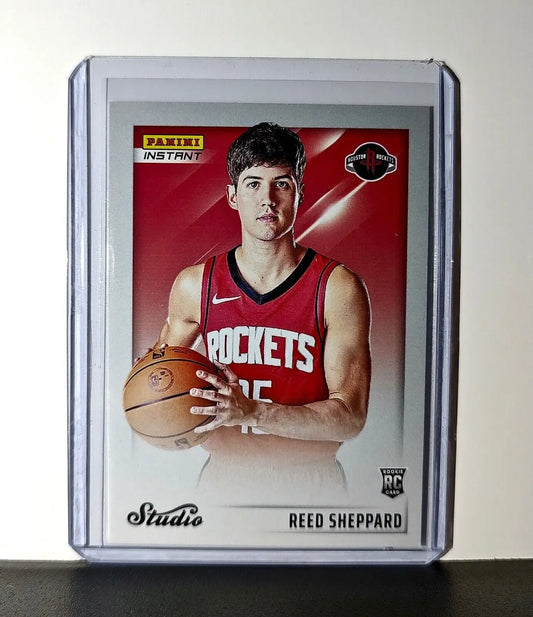 Reed Sheppard 2024-25 Panini Studio #21 Rookie Basketball Card Rockets 1/275 - Basketball Card Single