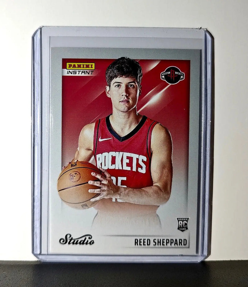 Reed Sheppard 2024-25 Panini Studio #21 Rookie Basketball Card Rockets 1/275