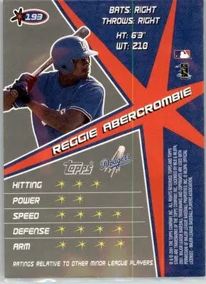 Reggie Abercrombie - 2001 Topps Stars - #193 - RC,AUTO Baseball - Baseball Card Single