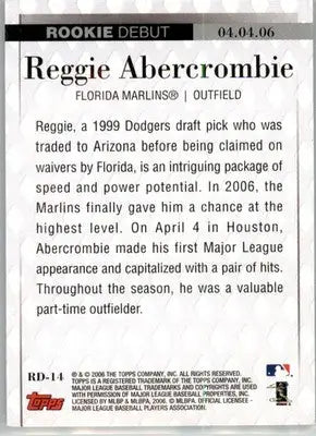 Reggie Abercrombie - 2006 Topps Updates - #RD-14 - Rookie Debut AUTO Baseball - Baseball Card Single