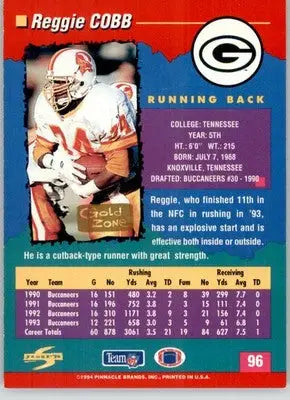 Reggie Cobb - 1994 Score - #96 - Gold Zone Football - Football Card Single