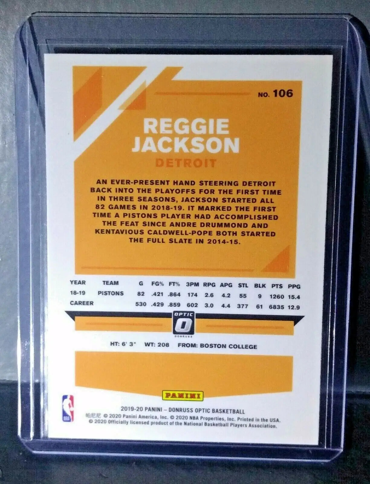 Reggie Jackson 2019-20 Panini Donruss Optic #106 Basketball Card - Basketball Card Single