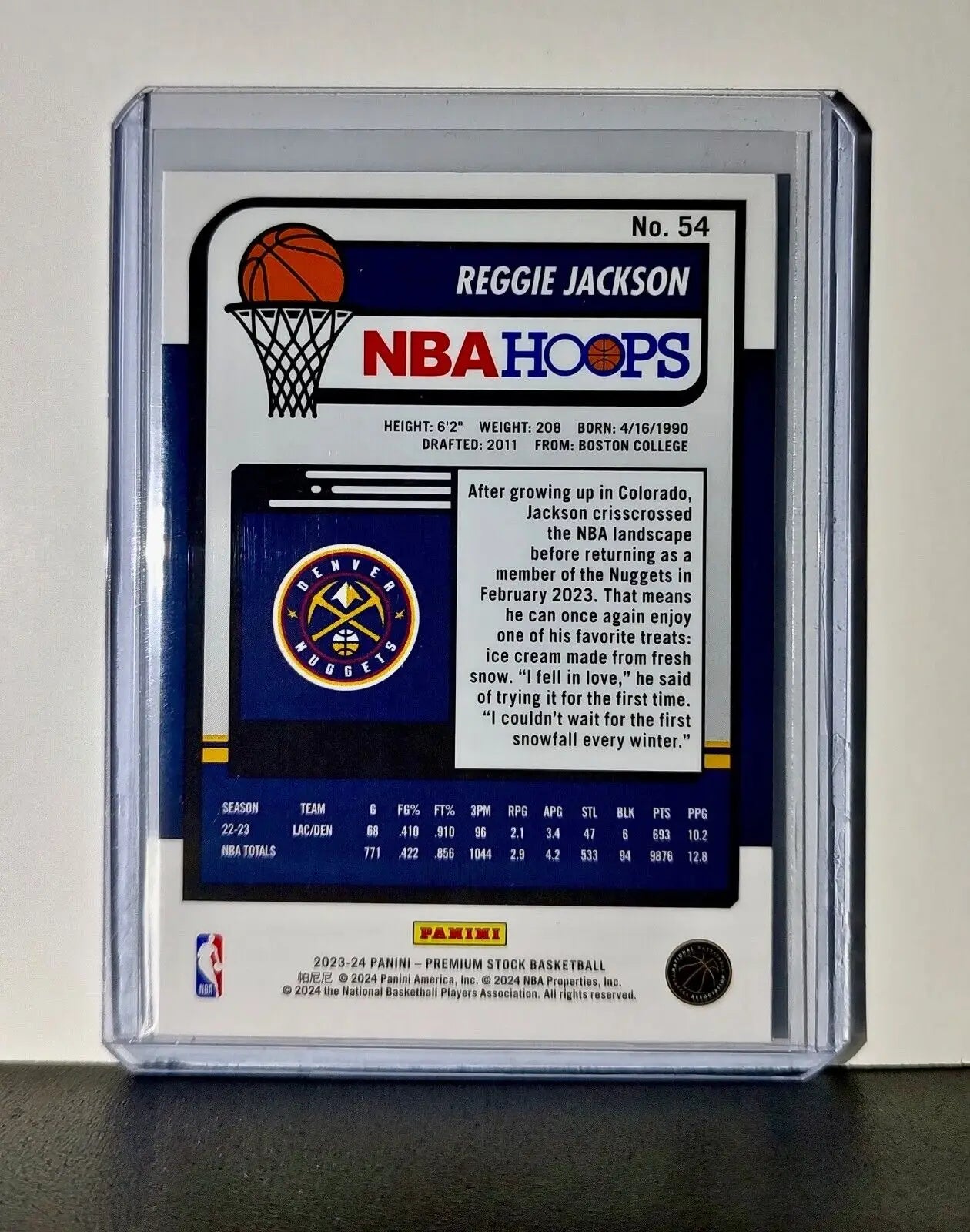 Reggie Jackson 2023-24 Panini Premium Stock NBA Hoops #54 Card Denver Nuggets - Basketball Card Single