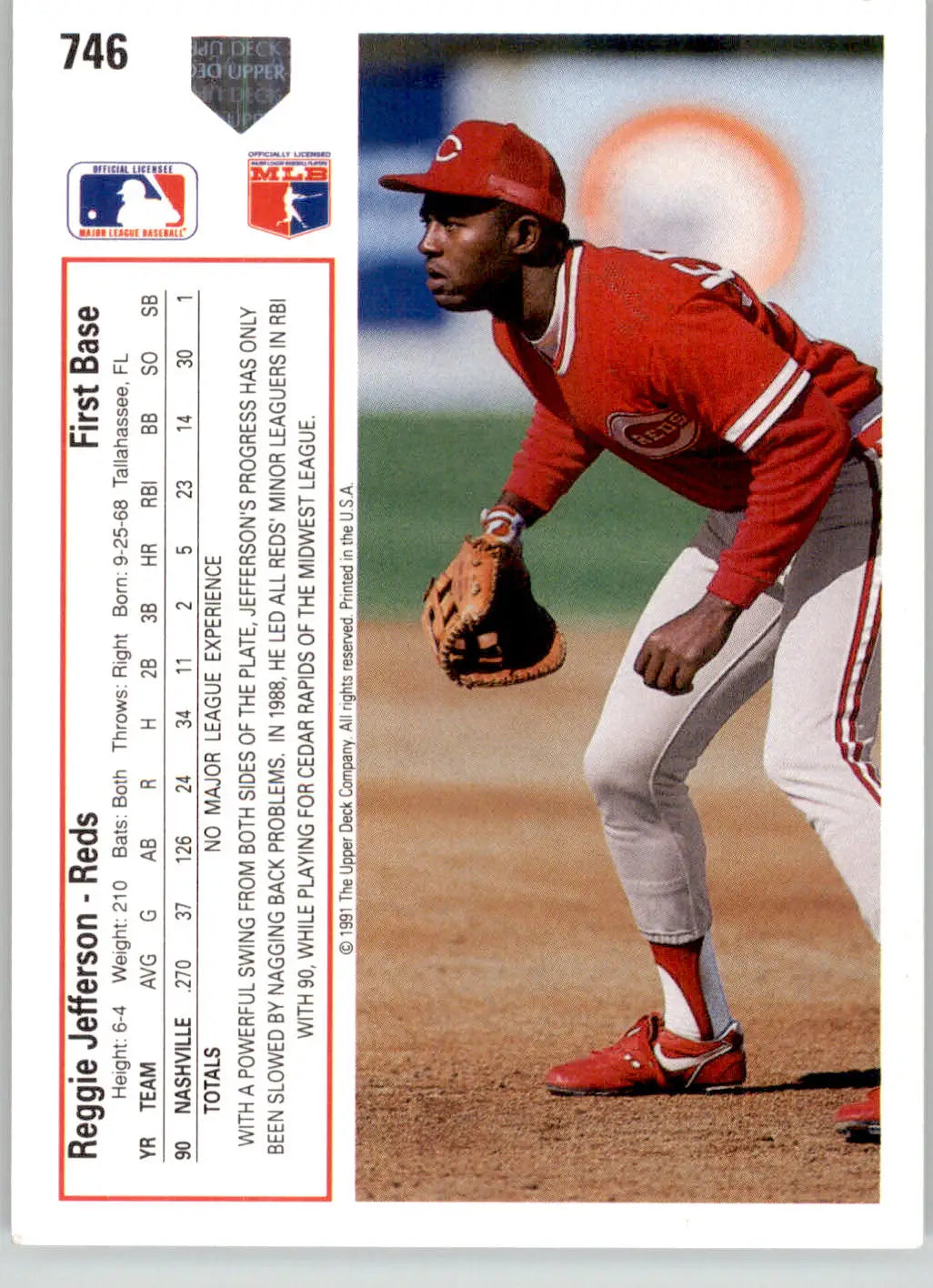 Reggie Jefferson - 1991 Upper Deck - #746 - Baseball - Baseball Card Single