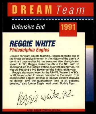 Reggie White 1991 Score #344 Philadelphia Eagles - Football Card Single