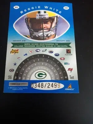 REGGIE WHITE - Pinnacle Certified Platinum Blue #80 0348/2499. Packers. NRMT+ - Football Card Single