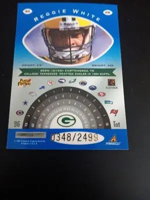 REGGIE WHITE - Pinnacle Certified Platinum Blue #80 0348/2499. Packers. NRMT+ - Football Card Single