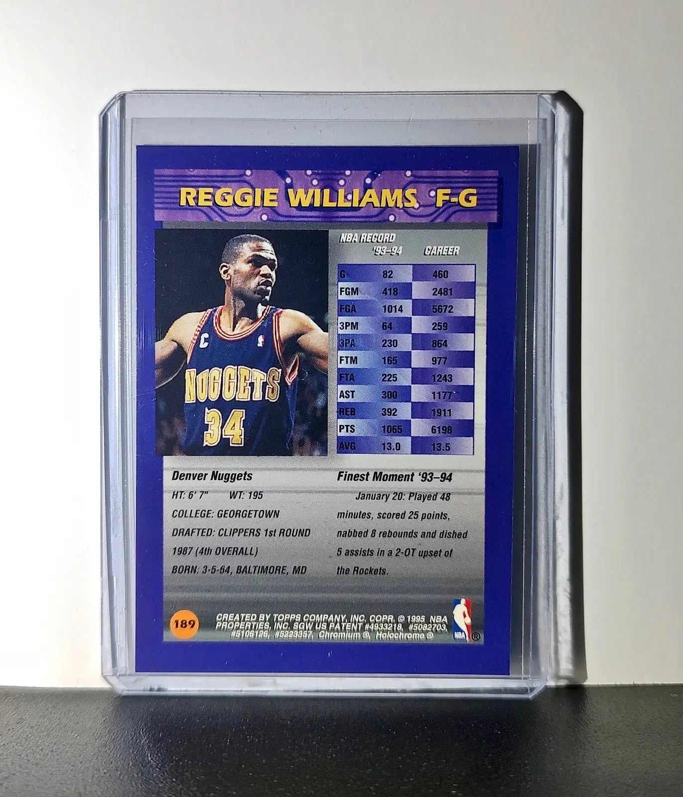 Reggie Williams 1994-95 Topps Finest #189 Basketball Card