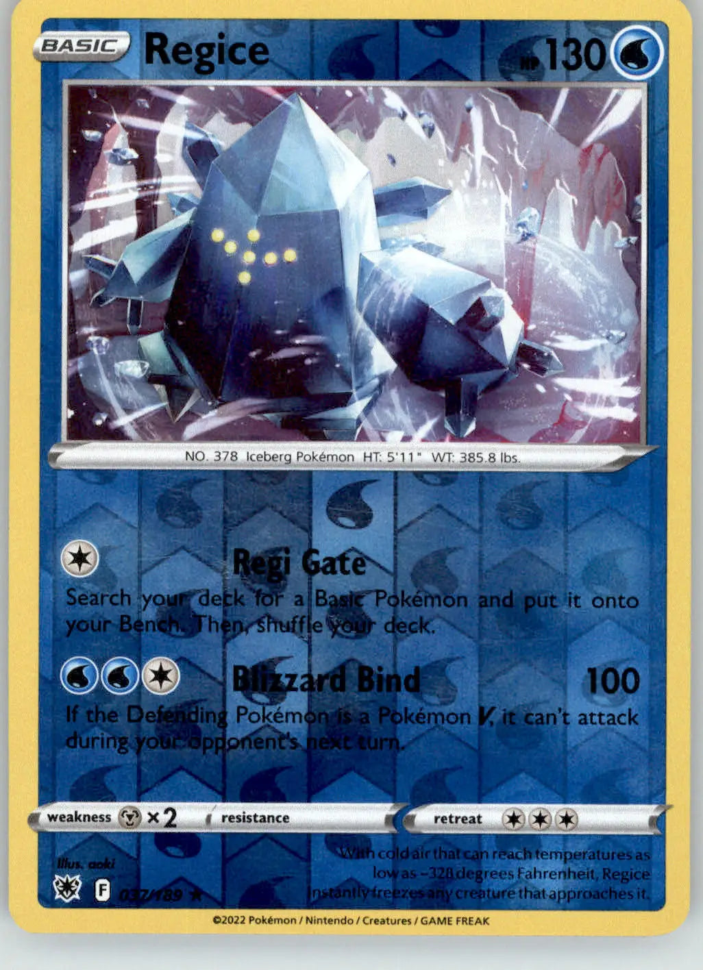 Regice - Astral Radiance - 037/189 - Reverse Holo LP Pokemon