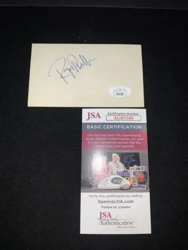 Autographed Roger Staubach 3x5 index card with JSA certification for collectors