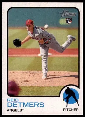 Reid Detmers Rookie 2022 Topps Heritage #24 Los Angeles Angels - Baseball Card Single