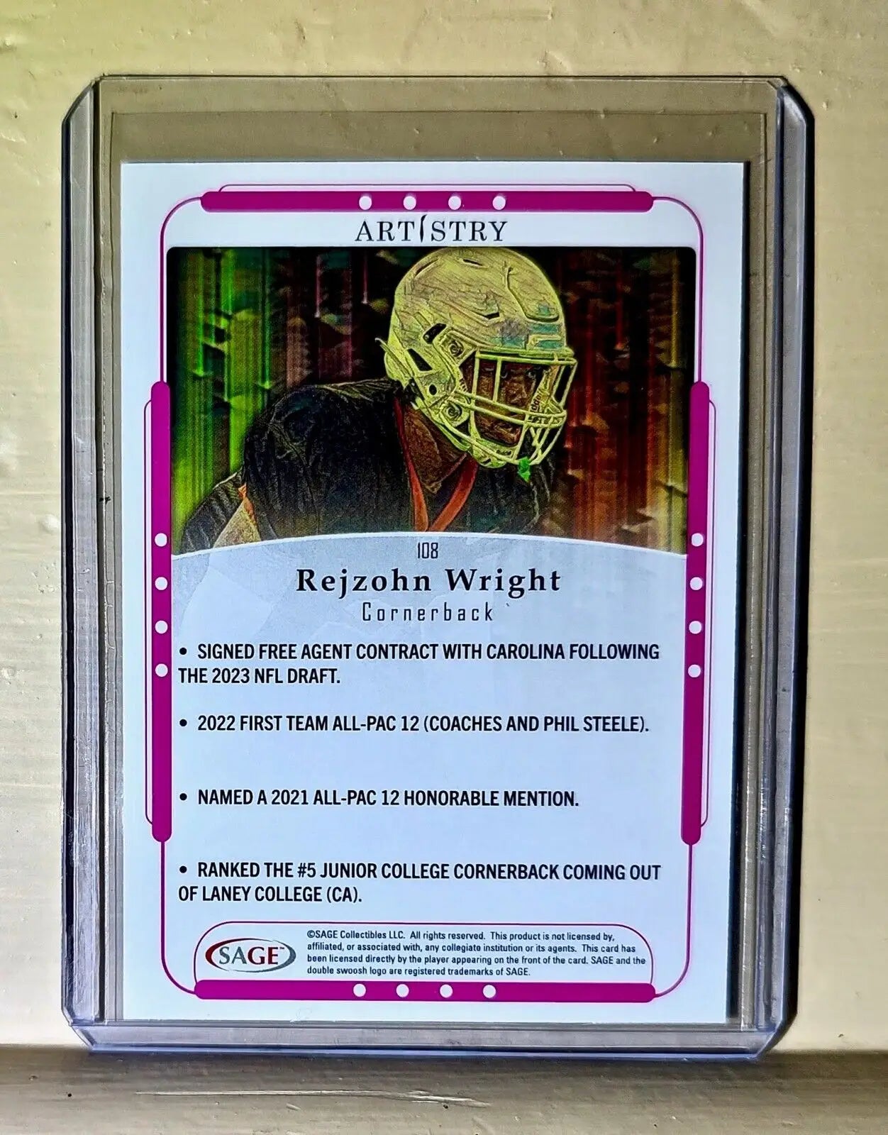 Rejzohn Wright 2023 SAGE NFL Artistry Football #108 Card - Football Card Single