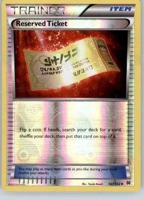 Reserved Ticket - XY - BREAKthrough - 147/162 - Reverse Holo LP - Pokémon Card Single