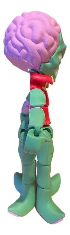 Retro Brain Alien Figure Articulated 3D Printed Poseable Sci-Fi Collectible Toy - Action Figure & Toy