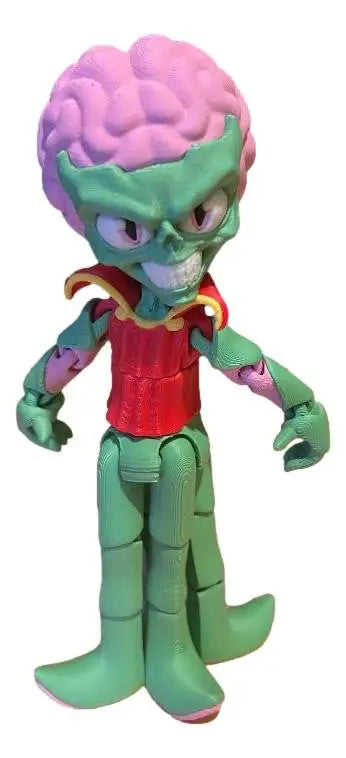 Retro Brain Alien Figure Articulated 3D Printed Poseable Sci-Fi Collectible Toy - Action Figure & Toy