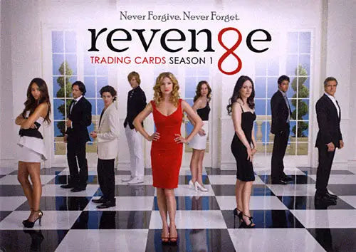 Promotional poster for Revenge featuring main cast members on a promo card