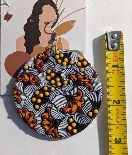 Reversible - Oversized Floral wood and Rhinestone Earrings - Handmade - General Merchandise