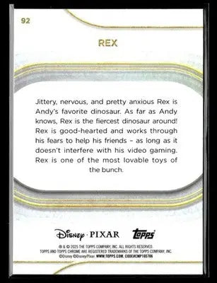 🌟 Rex, 2025 Topps Chrome Disney #92 🌟 - Non-Sports Card Single