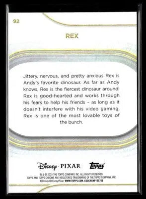 🌟 Rex, 2025 Topps Chrome Disney #92 🌟 - Non-Sports Card Single