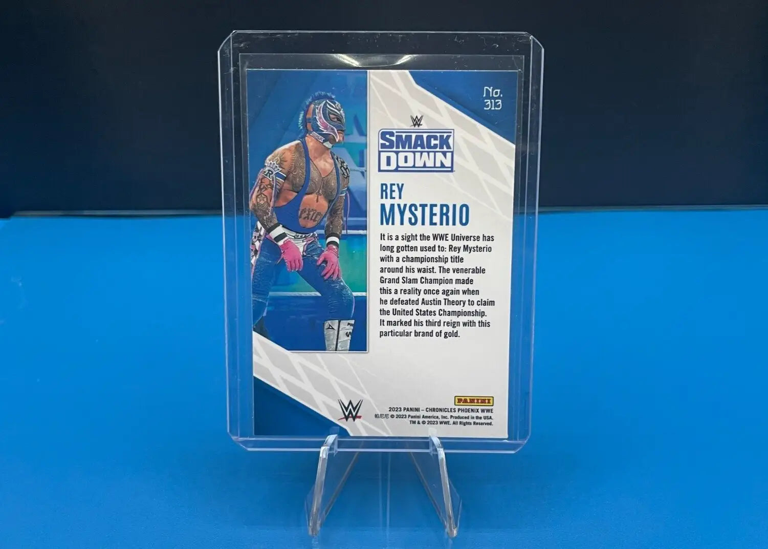 Rey Mysterio 2023 Panini Chronicles WWE Silver Wave Prizm wrestling card design