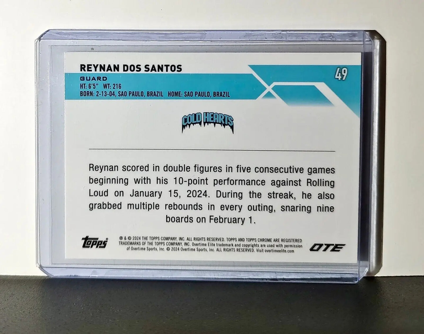 Reynan Dos Santos Rookie Card 2023-24 Topps Chrome Overtime #49 Cold Hearts - Other