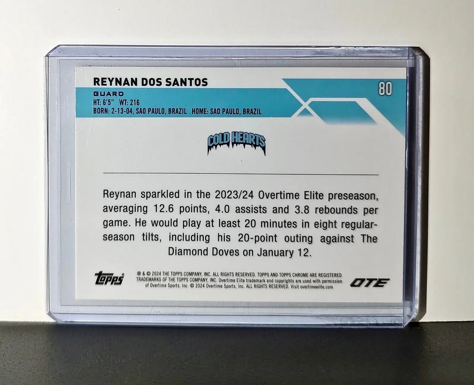Reynan Dos Santos Rookie Card 2023-24 Topps Chrome Overtime #80 Cold Hearts - Soccer Card Single