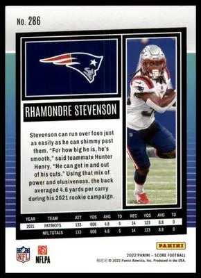 Rhamondre Stevenson 2022 Score #286 New England Patriots - Football Card Single