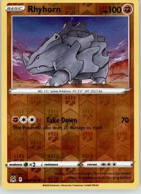 Rhyhorn - Lost Origin - 089/196 - Reverse Holo LP Pokemon - Pokémon Card Single