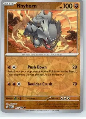 Rhyhorn - SV: Scarlet & Violet 151 - Reverse Holo NM - #111/165 - Pokémon Card Single